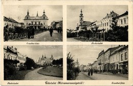 T2/T3 1940 Máramarossziget, Sighetu Marmatiei; Erzsébet Fő Tér, Park, üzletek, Utca / Main Square, Park, Shops, Street V - Ohne Zuordnung