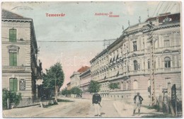 T4 1909 Temesvár, Timisoara; Andrássy út, Zuhanyfürdő / Street View, Shower Bath (ázott / Wet Damage) - Ohne Zuordnung