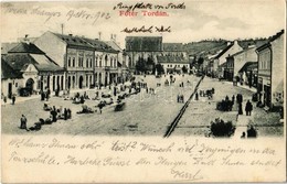 T2 1902 Torda, Turda; Fő Tér, Bernad Antal, Székely Testvérek, Gönczi József üzlete, Japán Kávéház, Piaci árusok / Main  - Ohne Zuordnung