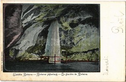 T2/T3 1902 Dobsina, Dobschau; Jégbarlang Belső / Ice Cave Interior + Dobsina-Bánréve 49. Sz. Vasúti Mozgóposta Bélyegző  - Ohne Zuordnung