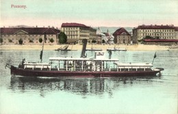 ** T2 Pozsony, Pressburg, Bratislava; 'Pozsony' Csavargőzös, átkelőhajó Előkelő Utasokkal. Divald Károly 1713-1907. / Sc - Ohne Zuordnung