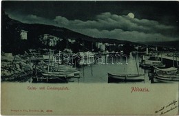 T2/T3 1901 Abbazia, Opatija; Hafen Und Landungsplatz / Harbor, Port At Night (EK) - Ohne Zuordnung