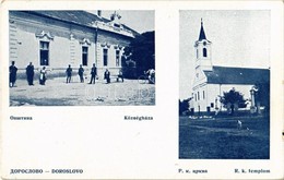 ** T2/T3 Doroszló, Doroslovo; Községháza, Kerékpár, Római Katolikus Templom / Town Hall, Bicycle, Catholic Church (apró  - Zonder Classificatie