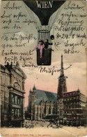 * T3 1905 Vienna, Wien; Montage Postcard With Couple In An Air Balloon (EB) - Ohne Zuordnung