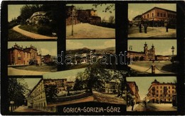 T2/T3 1915 Gorizia, Görz, Gorica; Multi-view Postcard, Street Views With Tram, Railway Station, Cathedral, Castle (EK) - Ohne Zuordnung