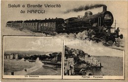 ** T2 Naples, Napoli; Saluti A Grande Velocitá Da Napoli, Via Caracciolo, Posillipo Panorama / Locomotive Montage - Zonder Classificatie