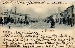 T2/T3 1900 Moscow, Moskau, Moscou;  Rue Tverskaia / Tverskaya Street, Shops, Horse-drawn Carriages (EK) - Unclassified