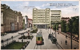 * T2/T3 Belgrade, Beograd; Royale Square And The Stock Exchange, Tram, Automobiles (Rb) - Zonder Classificatie