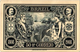 T2 Brazil, 50 Reis Correio, 1808-1908 Centenario Da Abertura Dos Portos, D. Carlos I. Rei De Portugal, Afonso Penna Pres - Ohne Zuordnung