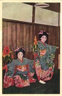 ** T2/T3 Japán Gésák / Geishas, Japanese Folklore (ragasztónyom / Gluemark) - Ohne Zuordnung