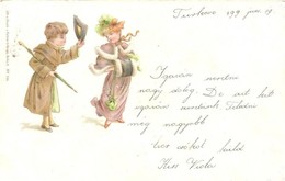 ** T2 1899 Boy Courting A Girl, Children, Litho - Ohne Zuordnung