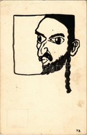 ** T2/T3 Kézzel Rajzolt Zsidó Művészlap / Jewish Hand-drawn Art Postcard. Judaica S: F. B. (Rb) - Unclassified