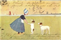 T4 Dutch Girl With Dogs, B.K.W.I. 648-1. (b) - Zonder Classificatie