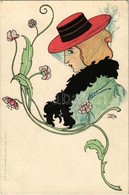 ** T2 Art Nouveau Lady. A. Sockl Wien I. Serie VII. Sirenen U. Circen Nr. 37. Litho S: Carl Józsa - Zonder Classificatie