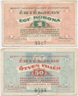 Budapest ~1919-1925. 50f 'Szent-Margitsziget Gyógyfürdő' értékjegy + Budapest ~1919-1925. 1K 'Szent-Margitsziget Gyógyfü - Non Classés
