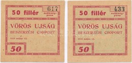 Budapest 1919. 50f 'Vörös Újság' (2x) T:I- - Zonder Classificatie