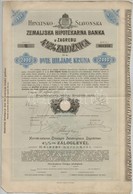 Horvátország / Zágráb 1909. 'Horvát-szlavon Országos Jelzálogbank Zágrábban' 4 1/2%-os Záloglevél 2000K-ról, Szárazpecsé - Unclassified
