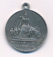 ~1900. 'Mátyás Király Szobra Kolozsvárt' Fém Medál Füllel. Szign.: SÁRGA J. ÉKSZERÉSZ (24mm) T:1-,2 - Unclassified