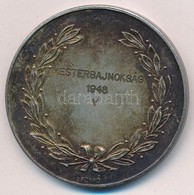 1948. 'Mesterbajnokság 1948 V' Ezüstözött Br Tennisz Díjérem (50mm) T:1- Patina - Ohne Zuordnung