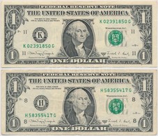 Amerikai Egyesült Államok 1989-1993. (1988) 1$ 'Federal Reserve Note' 'Catalina Vasquez Villalpando - Nicholas F. Brady' - Ohne Zuordnung