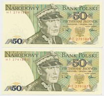 Lengyelország 1988. 50Zl (2x) Sorszámkövetők T:I- 
Poland 1988. 50 Zlotych (5x) Sequential Serials C:AU - Zonder Classificatie