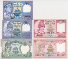 Nepál 1974. 1R (2x) + 1981. 2R + 1987. 5R + 2002 5R T:I,I-. 
Nepal 1974. 1 Rupee (2x) + 1981. 2 Rupees + 1987. 5 Rupees  - Zonder Classificatie