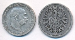 Német Birodalom 1875A 1M Ag 'I. Vilmos' + Ausztria 1913. 1K Ag 'Ferenc József' T:1-,2,2- German Empire 1875A 1 Mark Ag ' - Ohne Zuordnung