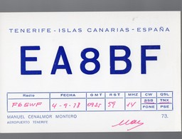 Tenerife (Canarias, Espagne)  Carte QSL De Radio-amateur 1978 (PPP19284) - Matériel Et Accessoires