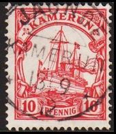 1905 - 1919. KAMERUN 10 Pf. Kaiserjacht SMS Hohenzollern. JAUNDE KAMERUN 13/9 12. (Michel 22) - JF302987 - Camerun