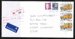 DENMARK   Scott # 1132,1134 & 1232 (3) On REGISTERED PRIORITY COVER To U.S.A. (OS-495) - Lettres & Documents