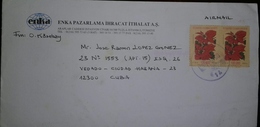 O) 1998 TURKEY, FLOWER - EUPHORBIA PULCHERMA -SC 2681, ENKA PAZARLAMA, TO CARIBE, XF - Storia Postale