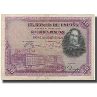 Billet, Espagne, 50 Pesetas, 1928-08-15, KM:75a, TB - 50 Pesetas