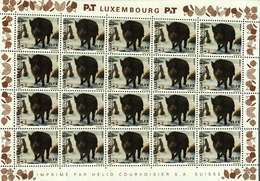 Luxembourg Feuille De 20 Timbres à 0,52 Euro + 0,08 Euro Sanglier,Wildschwein,Wild Boar Timbre Bienfaisance 2001 - Full Sheets