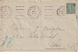 Lettre 1918 De Paris 114 Oblit. Garcia Pour Paris - 1877-1920: Semi Modern Period