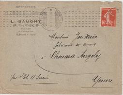 Lettre 1916 De Paris XIX Oblit. Chambon Pour L'Yonne - 1877-1920: Semi-Moderne