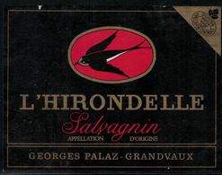 Etiquette De Vin // Salvagnin, L'hirondelle, Oiseaux - Plumes