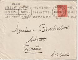 Lettre 1932 De Paris 2 Oblit. Krag Pour Versailles. Entete Cabinet Du Sous Sécrétaire D'Etat - 1921-1960: Période Moderne
