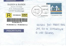 Lettre Recommandée Du Luxembourg Vers La Belgique - Cartas & Documentos