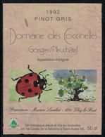 Etiquette De Vin // Pinot Gris, Domaine Des Coccinelles, Gorgier/Neuchâtel - Coccinelle