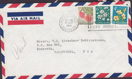 New Zealand Via Air Mail Slogan 'Visit NZ Sunny Healthy Pacific Paradise' AUCKLAND 1964 MONROVIA USA 3-Colour Flowers - Cartas & Documentos