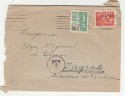 Yugoslavia Red Cross Porto Postal Tax Stamp On Ketter Cover Travelled 1947? Beograd To Zagreb B190720 - Wohlfahrtsmarken