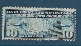 Usa Oblitéré Poste Aérienne N° 7 Yt, Lignes Postales Contractuelles, Carte  Géographique Des Usa - 1a. 1918-1940 Afgestempeld