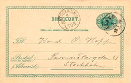 SCHWEDEN 1.1.1890, "ÂLAND" U. "STOCKHOLM 1.TUR." K1 Glasklar A. 5 (FEM) Öre Grün GA-Postkarte, Neujahrsstempel RRR!! - Storia Postale