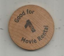 Jeton , Bois , United States Of America , Good For 1 Movie Rental , Broadway Video ,813 E. Republican , 2 Scans - Firma's