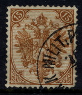 BOSNIA & HERZEGOVINA 1884 Arms15 Kr. Plate I Perforated 13 Used.  SG 39, Michel 6 I/II D - Bosnie-Herzegovine