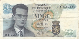 20  FRANCS   Del  BELGIO -  Anno 1964. - Sonstige & Ohne Zuordnung