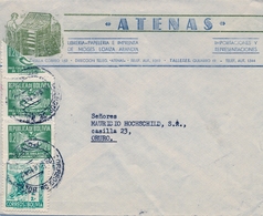 1952 , BOLIVIA , POTOSÍ - ORURO , SOBRE COMERCIAL CIRCULADO , UN VALOR BISECTADO  , " ATENAS - LIBRERIA , IMPRENTA " - Bolivia