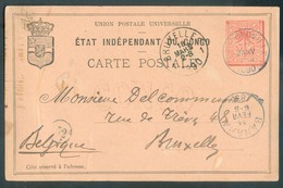 E.P. Carte 15 Centimes Palmier (fil CONGO)  Obl. Sc LEOPOLDVILLE 22 Janvier 1890 à E. Delcommune.  Superbe-. 14477 - Postwaardestukken