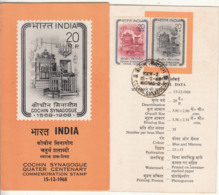 Stamped Info., Cochin Synagogue, Religion, Judism., Jews Worhsip Place, India 1968 - Jewish