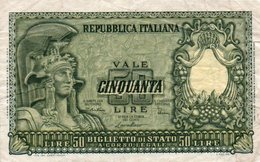 ITALIA 50 LIRE 1951 P-91  VF+ - 50 Liras